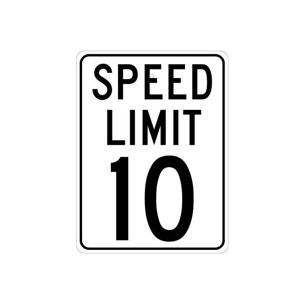 National Marker Co NMC Traffic Sign, 10 MPH Speed Limit Sign, 24in X 18in, White/Black TM18J - main